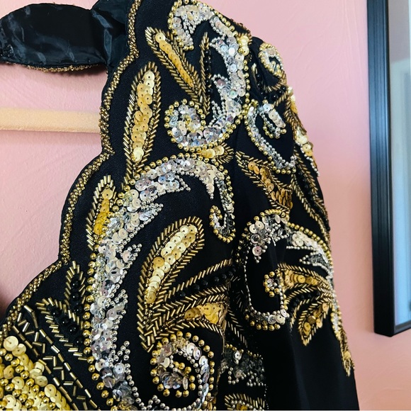 BNWT sequin and beaded vintage gown with open back 80s 1980s - Picture 4 of 6